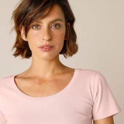 T-Shirt En Topje<Blancheporte Effen T-shirt met korte mouwen en ronde hals in biokatoen(**) poederroze