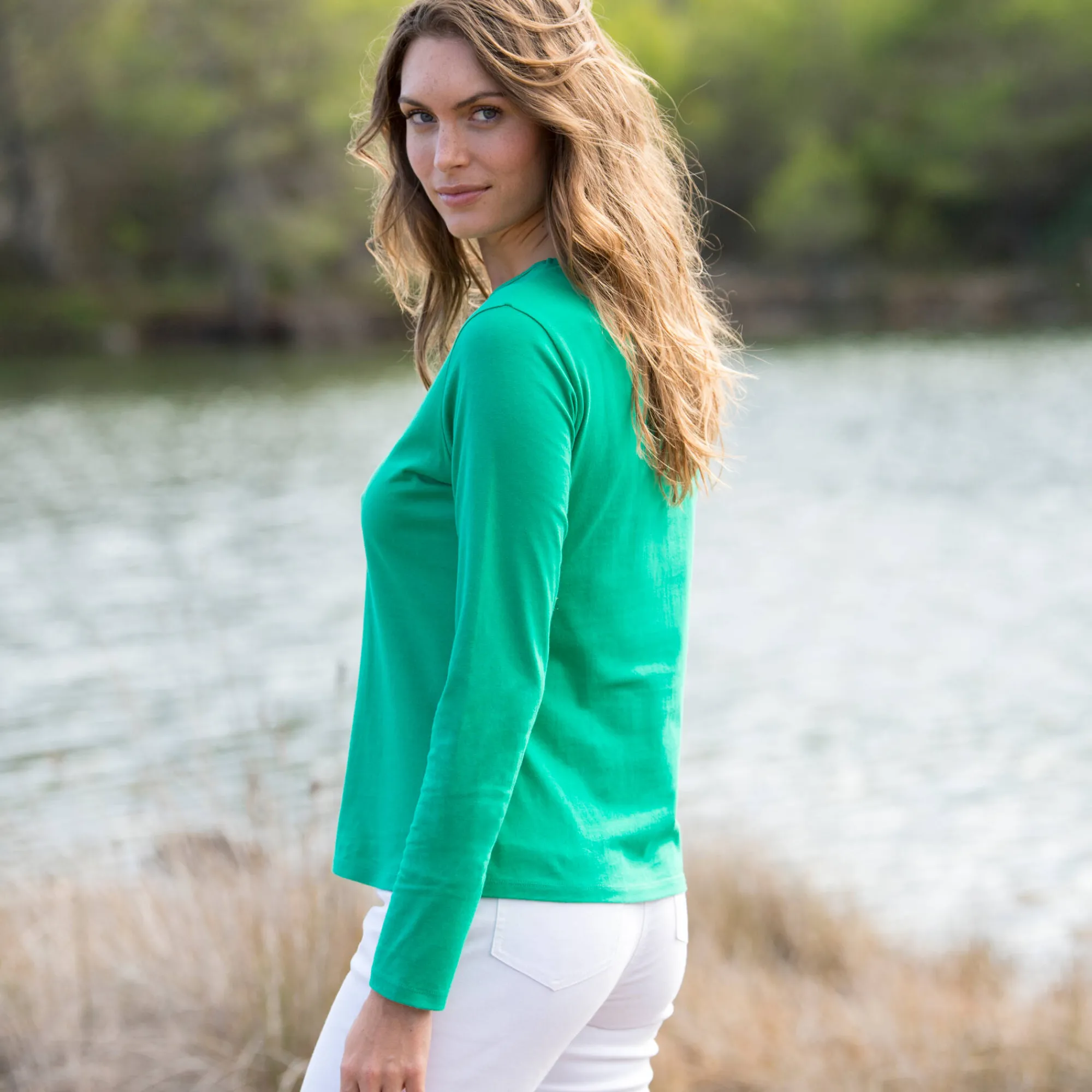 T-Shirt En Topje<Blancheporte Effen T-shirt met lange mouwen muntgroen