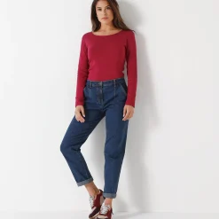 T-Shirt En Topje<Blancheporte Effen T-shirt met lange mouwen in biokatoen(**) pruim