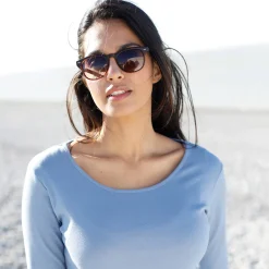 T-Shirt En Topje<Blancheporte Effen T-shirt met lange mouwen in biokatoen(**) grijsblauw