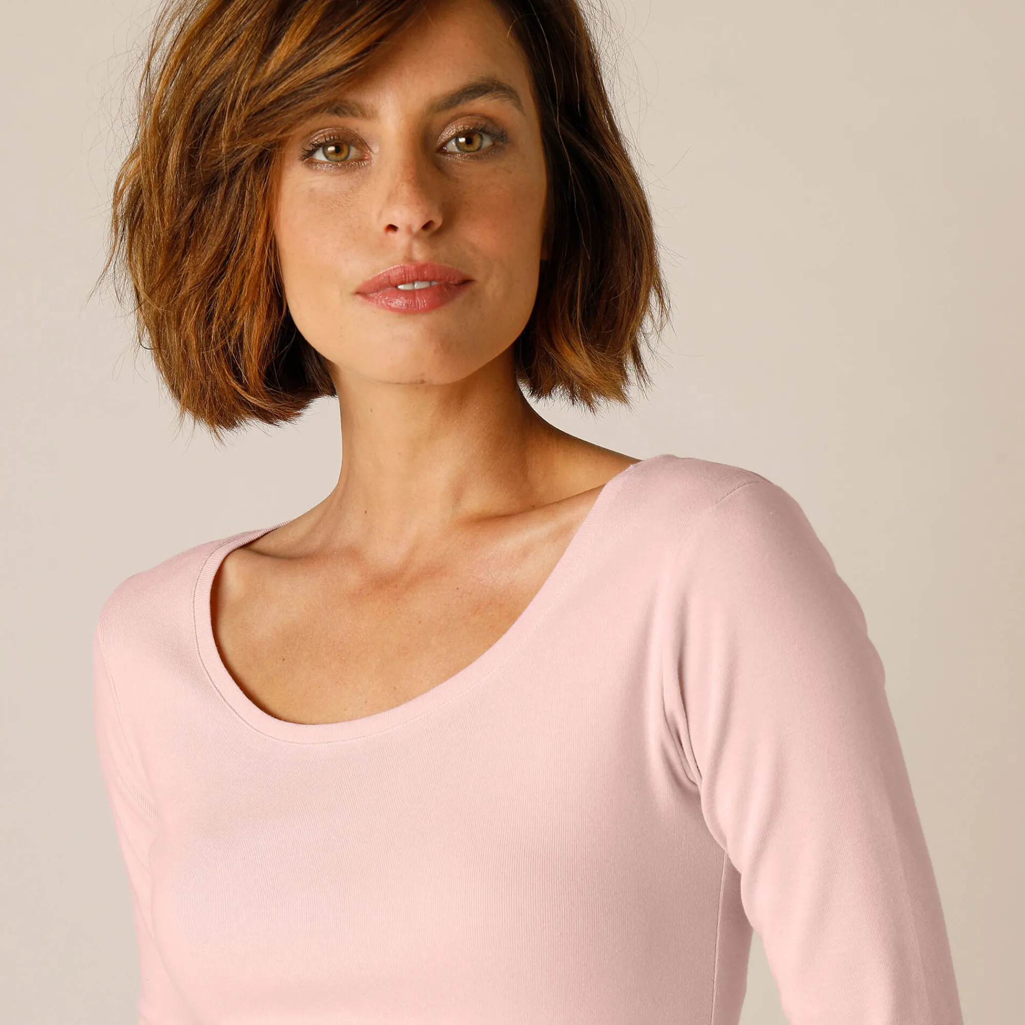 T-Shirt En Topje<Blancheporte Effen T-shirt met lange mouwen in biokatoen(**) poederroze