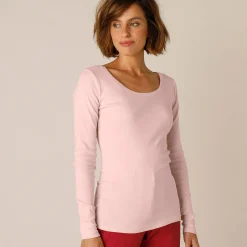 T-Shirt En Topje<Blancheporte Effen T-shirt met lange mouwen in biokatoen(**) poederroze