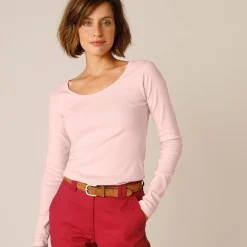 T-Shirt En Topje<Blancheporte Effen T-shirt met lange mouwen in biokatoen(**) poederroze