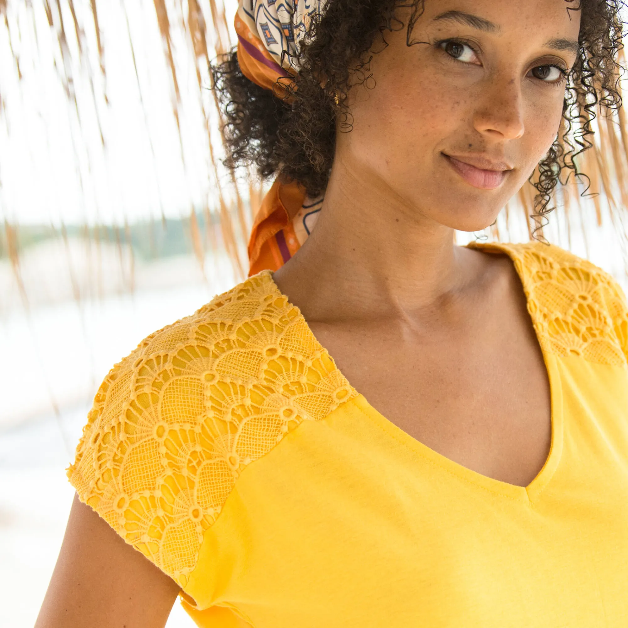 T-Shirt En Topje<Blancheporte Effen T-shirt met macramé geel
