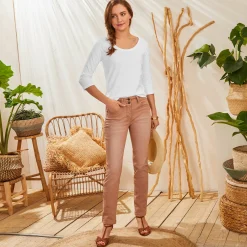 T-Shirt En Topje<Blancheporte Effen T-shirt met 3/4-mouwen en ronde hals, katoen wit