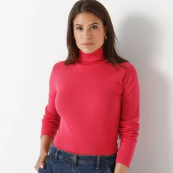 T-Shirt En Topje<Blancheporte Effen T-shirt met opstaande hals in biokatoen(**) framboos