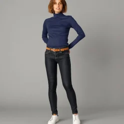 T-Shirt En Topje<Blancheporte Effen T-shirt met opstaande hals in biokatoen(**) marine