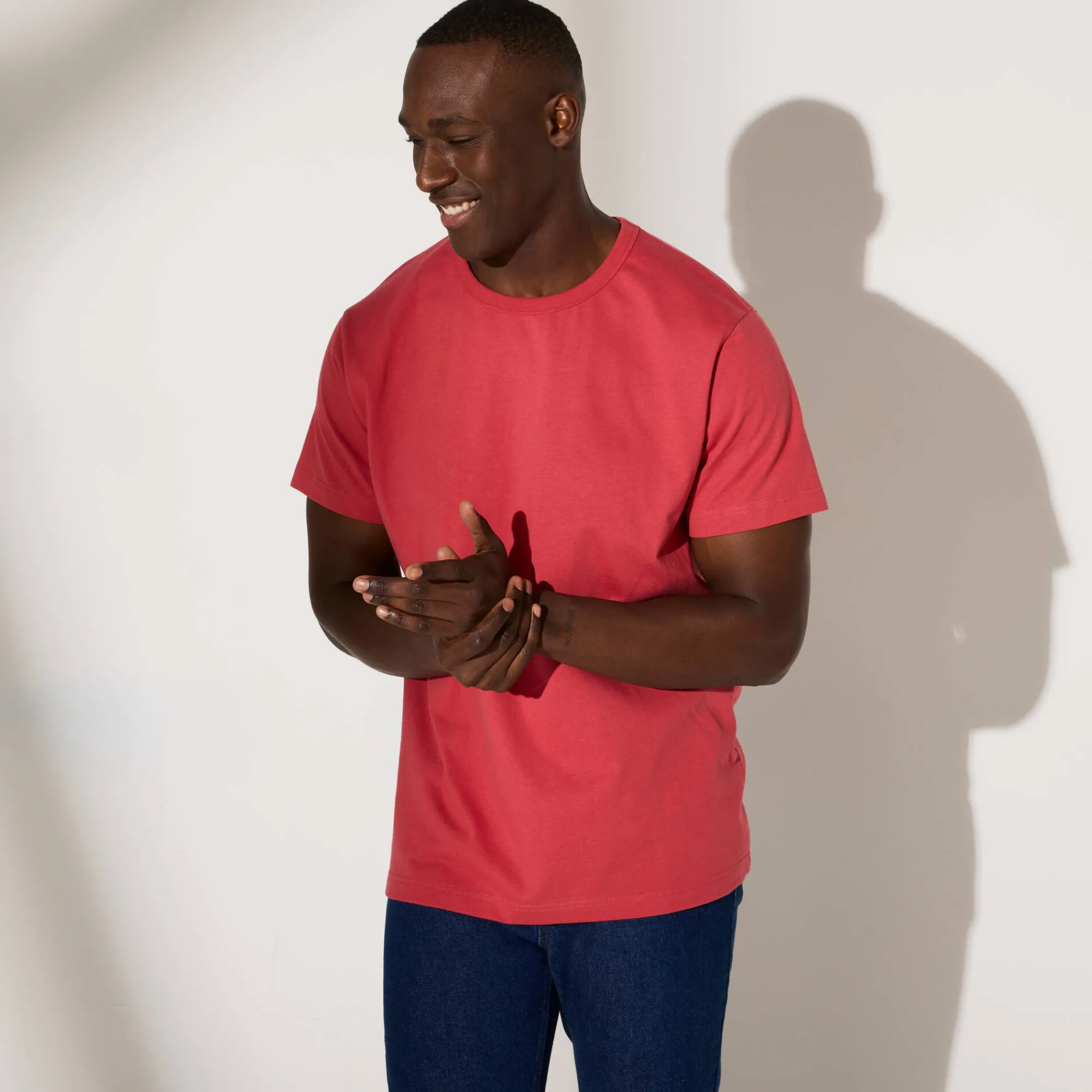 T-Shirt, Hemd En Polo<Blancheporte Effen T-shirt met ronde hals en korte mouwen - biologisch katoen grijzig koraal