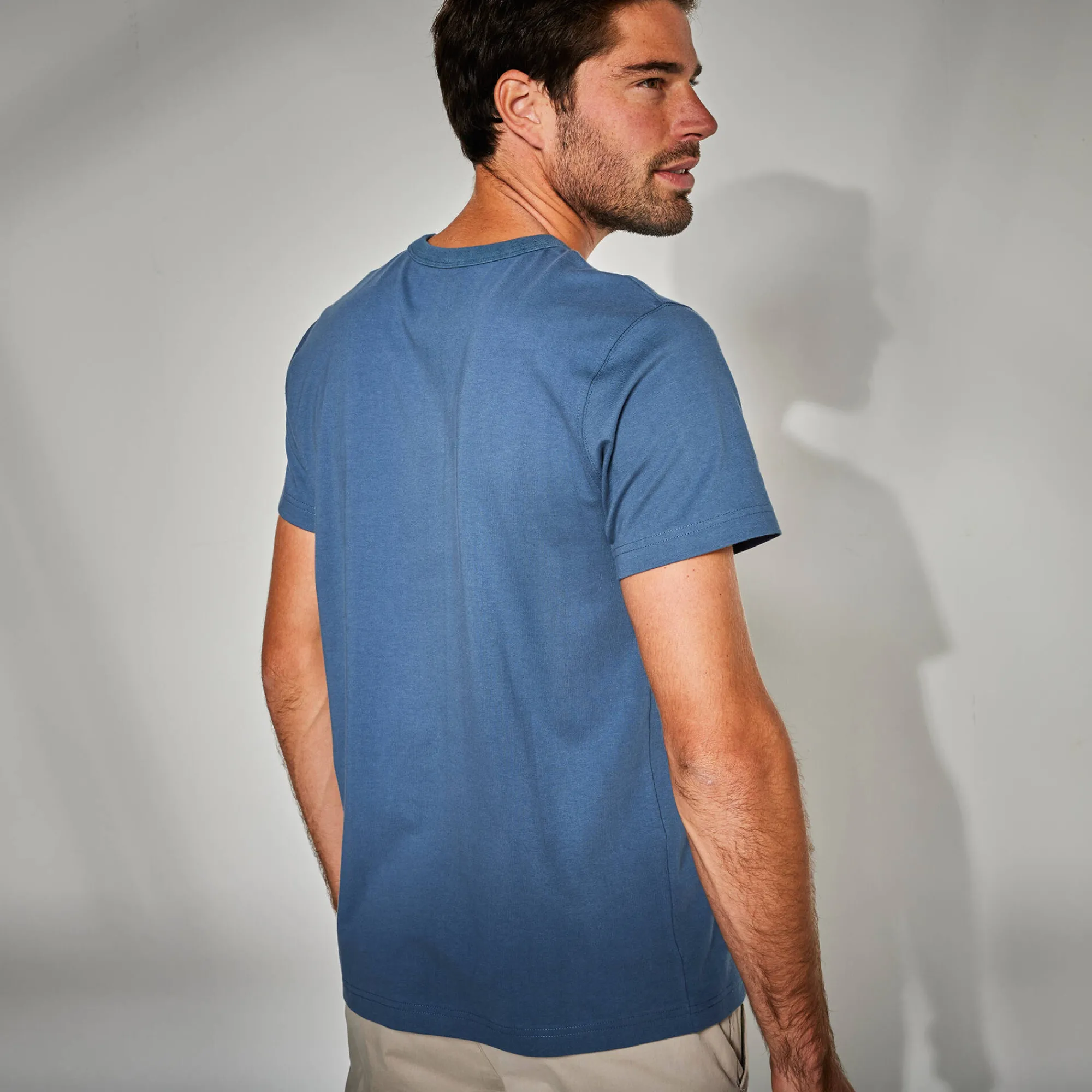 T-Shirt, Hemd En Polo<Blancheporte Effen T-shirt met ronde hals en korte mouwen - biologisch katoen jeansblauw
