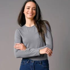T-Shirt En Topje<Blancheporte Effen T-shirt met ronde hals, in stretchstof grijs