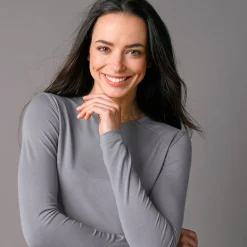 T-Shirt En Topje<Blancheporte Effen T-shirt met ronde hals, in stretchstof grijs
