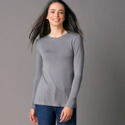 T-Shirt En Topje<Blancheporte Effen T-shirt met ronde hals, in stretchstof grijs