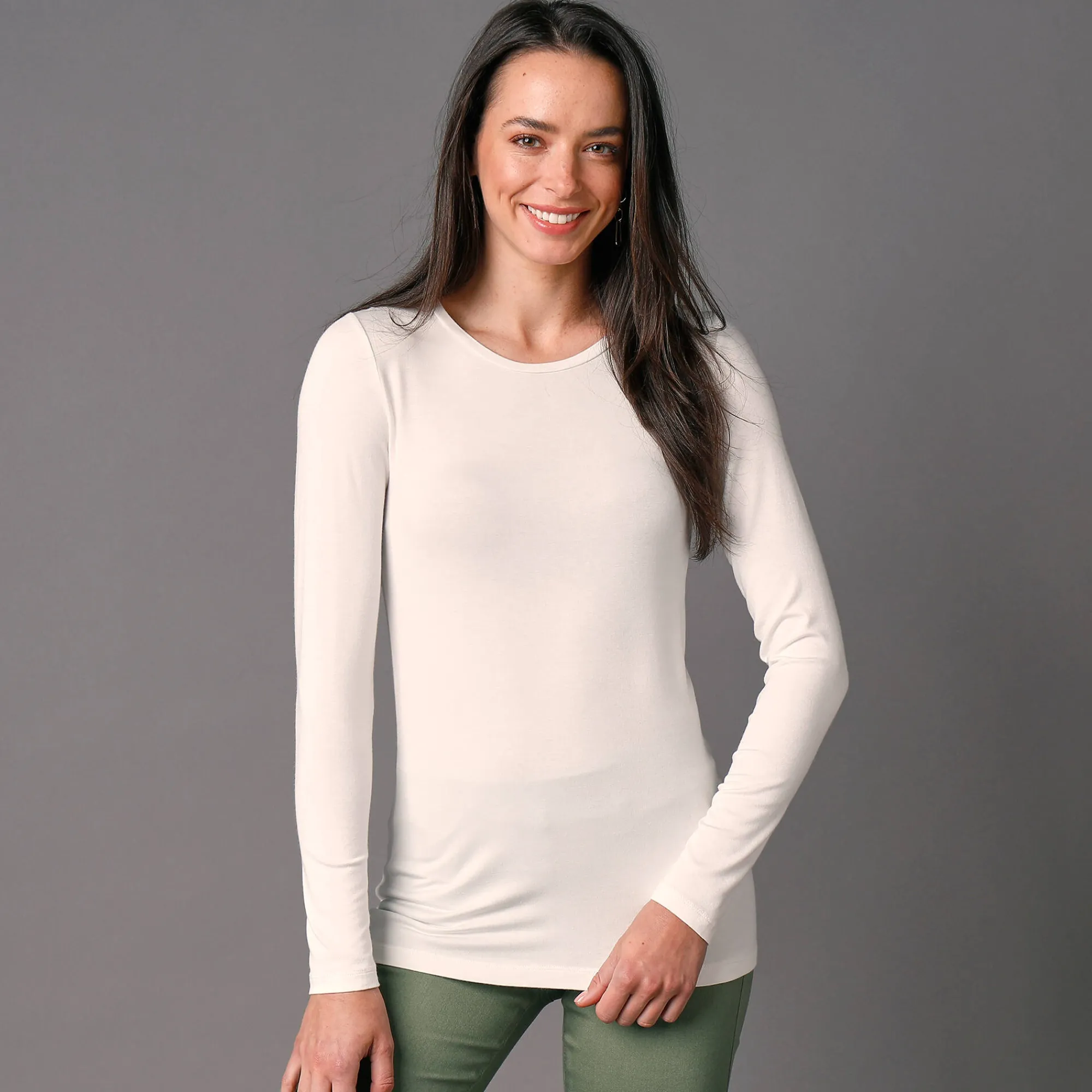 T-Shirt En Topje<Blancheporte Effen T-shirt met ronde hals, in stretchstof gebroken wit