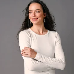 T-Shirt En Topje<Blancheporte Effen T-shirt met ronde hals, in stretchstof gebroken wit