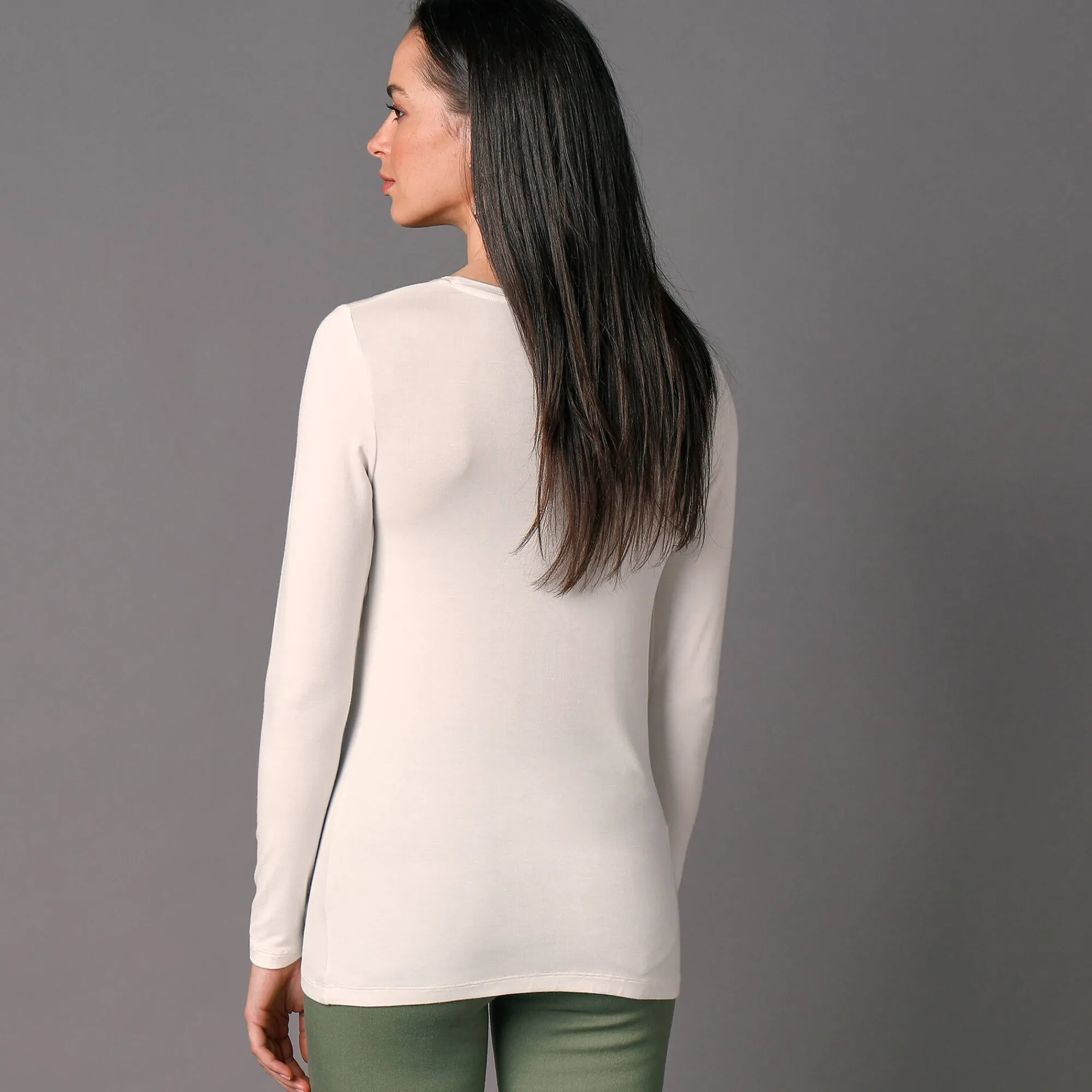 T-Shirt En Topje<Blancheporte Effen T-shirt met ronde hals, in stretchstof gebroken wit