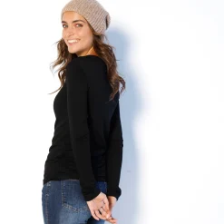 T-Shirt En Topje<Blancheporte Effen T-shirt met ronde hals, in stretchstof zwart