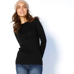 T-Shirt En Topje<Blancheporte Effen T-shirt met ronde hals, in stretchstof zwart
