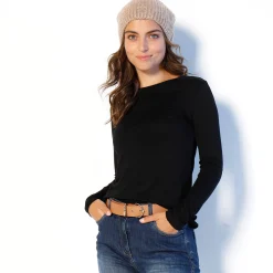 T-Shirt En Topje<Blancheporte Effen T-shirt met ronde hals, in stretchstof zwart