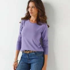 T-Shirt En Topje<Blancheporte Effen T-shirt met ronde hals, in stretchstof parma