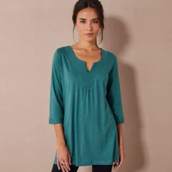 T-Shirt En Topje|Bloes En Tuniek<Blancheporte Effen tuniek donkergroen