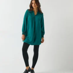Bloes En Tuniek<Blancheporte Effen tuniek met kant en lange mouwen dennengroen