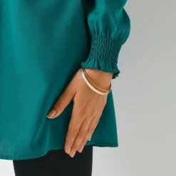 Bloes En Tuniek<Blancheporte Effen tuniek met kant en lange mouwen dennengroen
