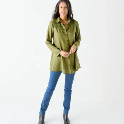 Bloes En Tuniek<Blancheporte Effen tuniek met knopen en kant linde