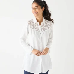 Feestoutfits Dames|Bloes En Tuniek<Blancheporte Effen tuniek met knopen en kant ecru