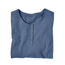 T-Shirt En Topje|Bloes En Tuniek<Blancheporte Effen tuniek met Tunesische hals en lange mouwen marine
