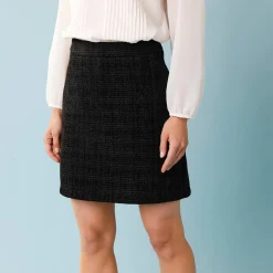 Feestoutfits Dames|Rok<Blancheporte Effen tweedrok voor kleine lengtes zwart