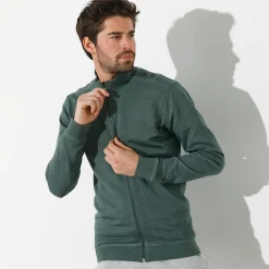 Sweater|Trui En Vest<Blancheporte Effen vest met opstaande kraag en rits donkergroen