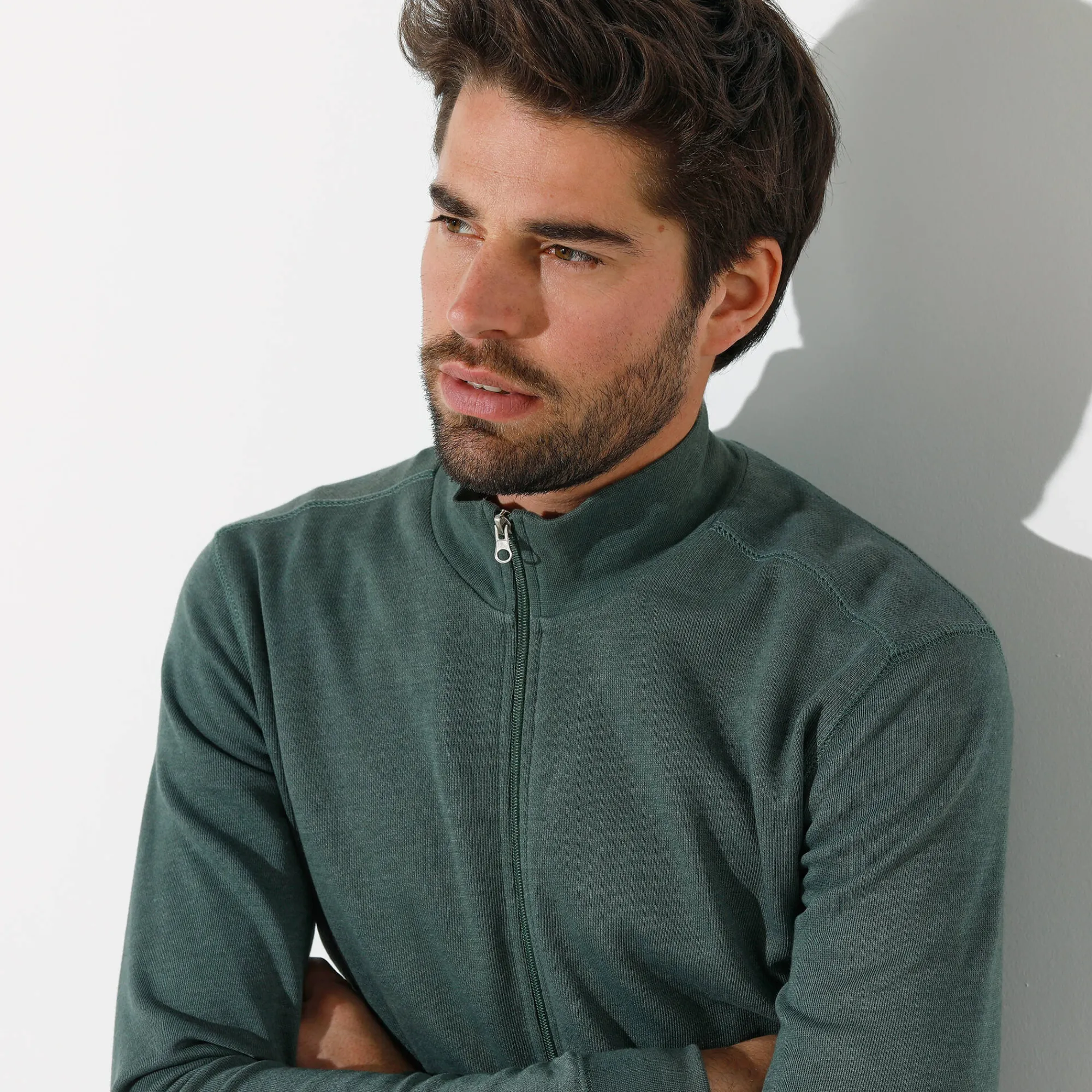 Sweater|Trui En Vest<Blancheporte Effen vest met opstaande kraag en rits donkergroen