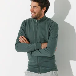 Sweater|Trui En Vest<Blancheporte Effen vest met opstaande kraag en rits donkergroen