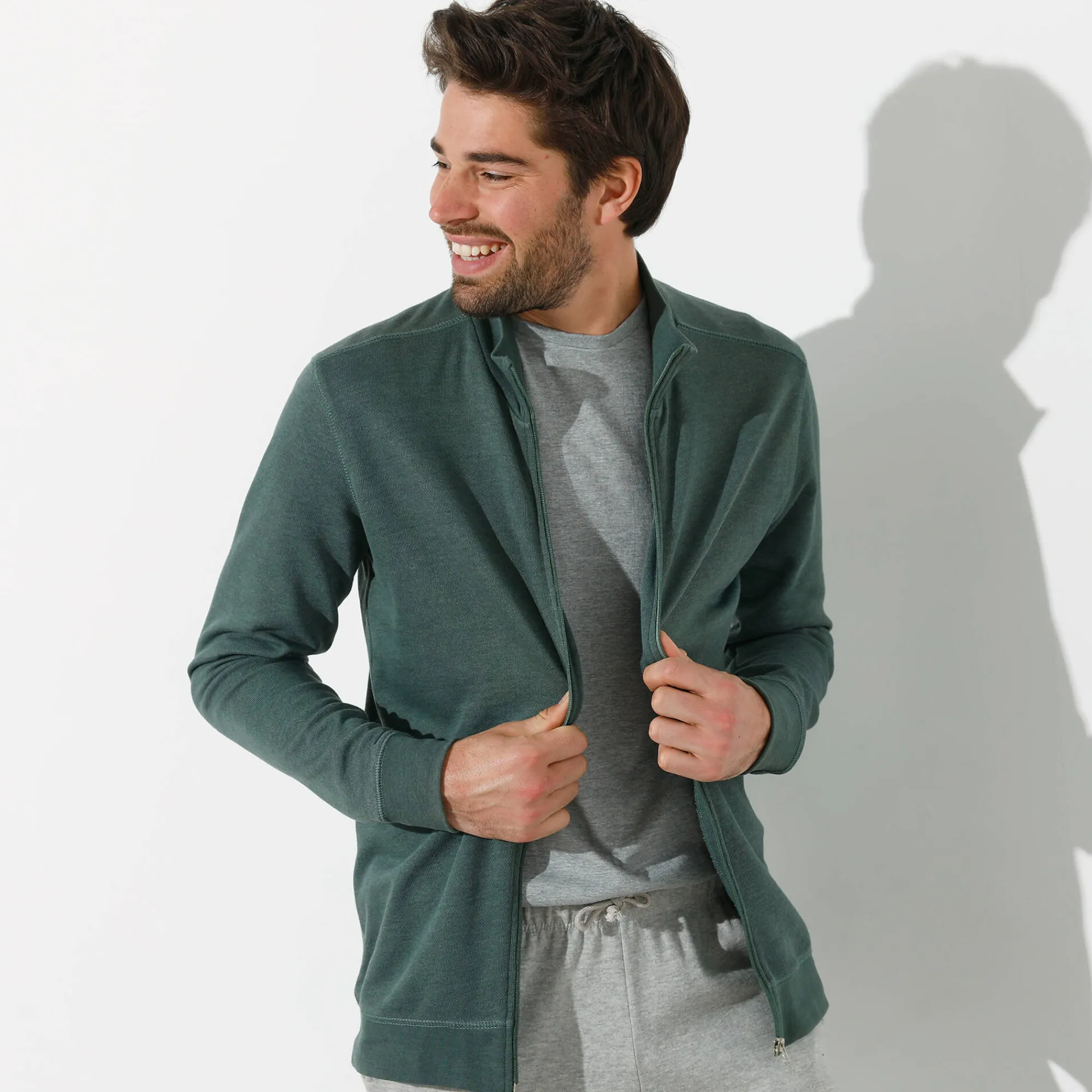 Sweater|Trui En Vest<Blancheporte Effen vest met opstaande kraag en rits donkergroen
