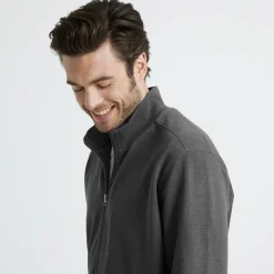 Sweater|Trui En Vest<Blancheporte Effen vest met opstaande kraag en rits chiné antraciet
