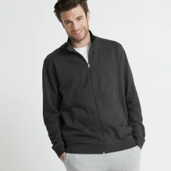 Sweater|Trui En Vest<Blancheporte Effen vest met opstaande kraag en rits chiné antraciet