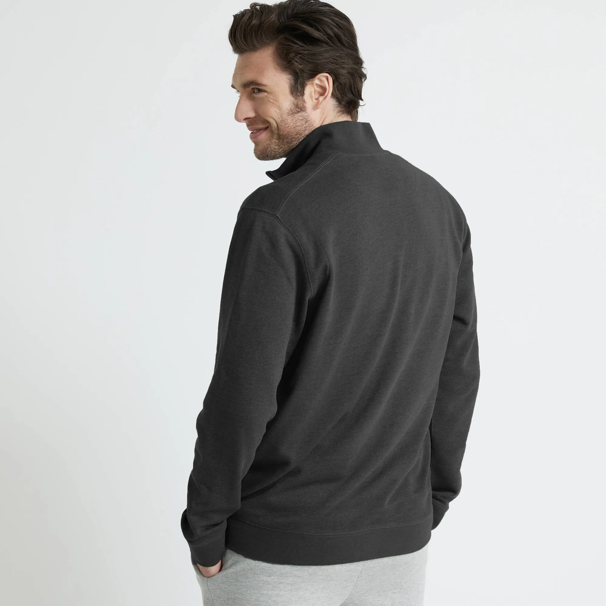 Sweater|Trui En Vest<Blancheporte Effen vest met opstaande kraag en rits chiné antraciet