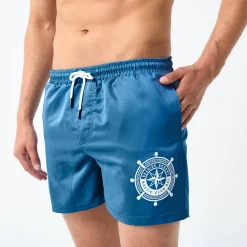 Zwembroek<Blancheporte Effen zwemshorty met contrasterend motief blauw