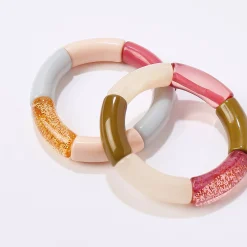 Accessoires En Juwelen<Blancheporte Elastische armband met buisvormige parels, set van 2 roze / ecru