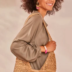 Accessoires En Juwelen<Blancheporte Elastische armband met buisvormige parels, set van 2 oranje / paars