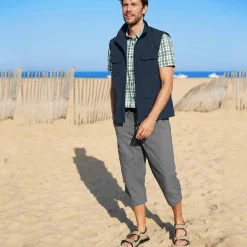 Broek<Blancheporte Elastische 3/4-broek + bijpassende ceintuur staalgrijs