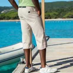 Broek<Blancheporte Elastische 3/4-broek + bijpassende ceintuur zandkleur