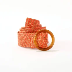 Accessoires En Juwelen<Blancheporte Elastische ceintuur in raffia, ecru/oranje ecru / oranje