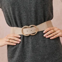 Sieraden En Feestaccessoires|Accessoires En Juwelen<Blancheporte Elastische ceintuur met dubbele gesp beige