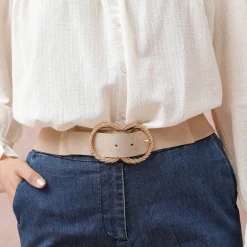 Sieraden En Feestaccessoires|Accessoires En Juwelen<Blancheporte Elastische ceintuur met dubbele gesp beige