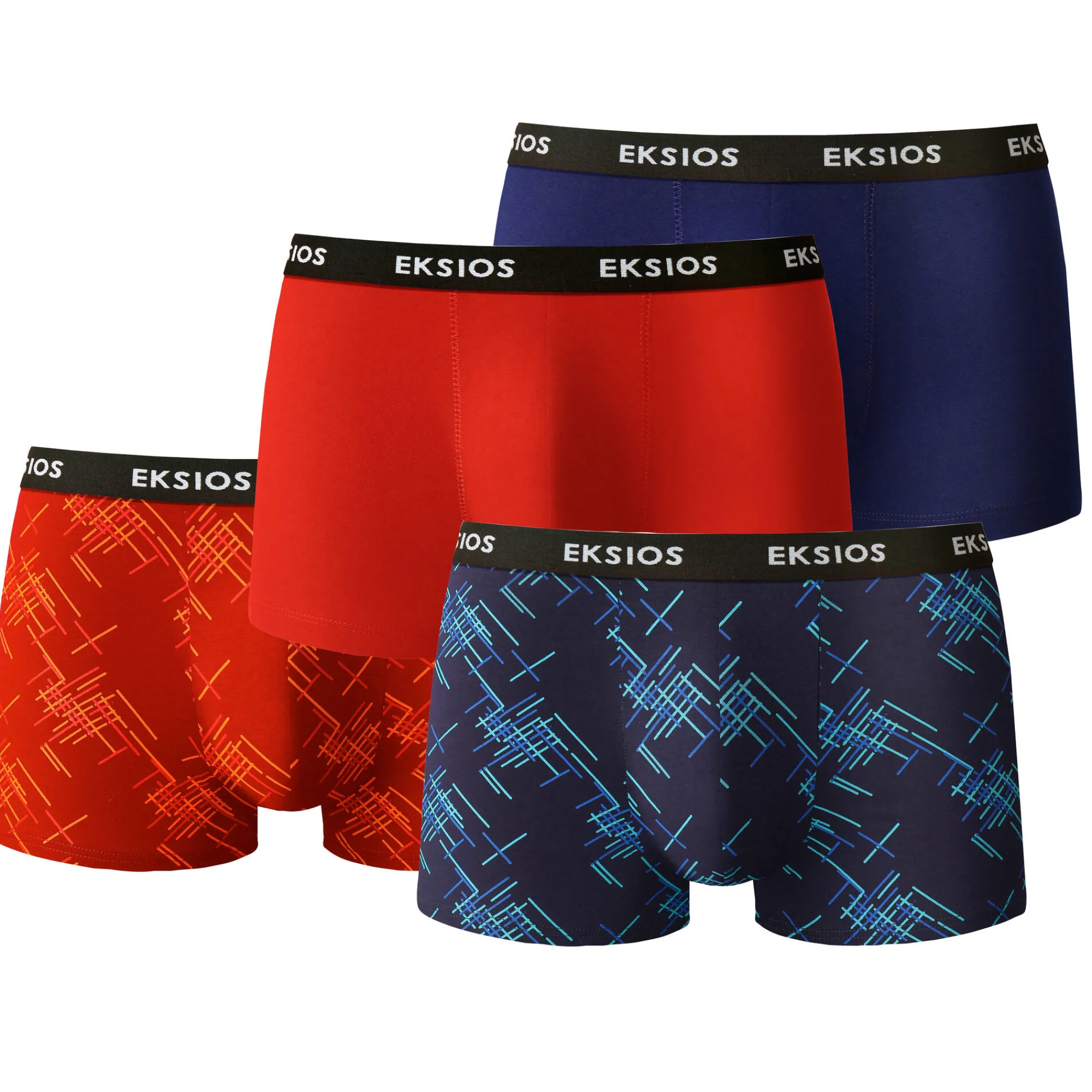 Ondergoed<Blancheporte Elastische fantasieshorty - set van 4 rood + blauw