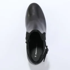 Feestelijke Schoenen|Bottines En Boots<Blancheporte Elastische, leren boots in 2 materialen, met gesp en hak zwart