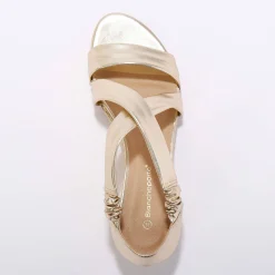Sandalen En Espadrilles|Schoenen<Blancheporte Elastische sandalen met sleehak, kunststof goudkleurig