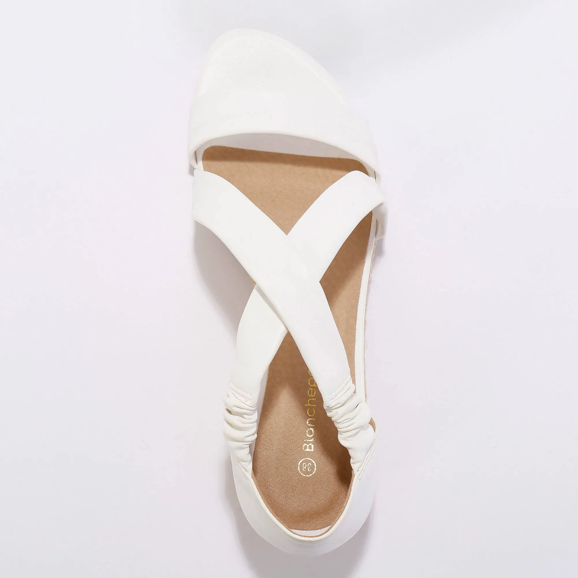Sandalen En Espadrilles|Schoenen<Blancheporte Elastische sandalen met sleehak, kunststof wit