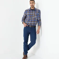 T-Shirt, Hemd En Polo<Blancheporte Extralang geruit hemd in flanel blauw / kerrie